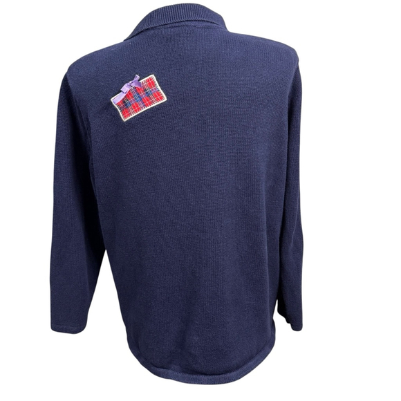 Liz & Me Navy Christmas Gift Appliqué Sweater Women’s Size 1X - Picture 5 of 8